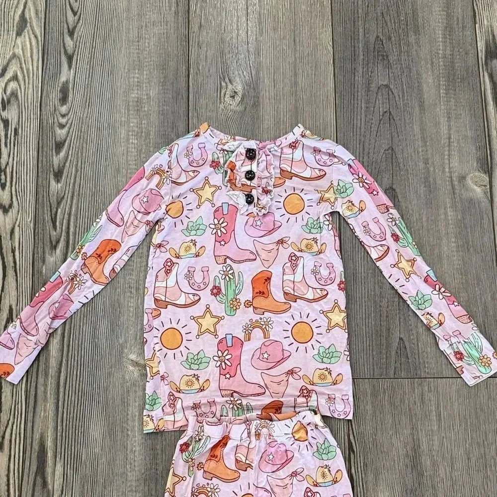 Gigi & Max Western-Cowgirl Print Pajama Set